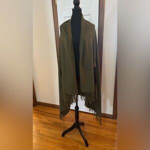 Summer & Rose Olive Green Cape with Fringe